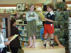 Emma and Izzy perform in the play at the book launch!