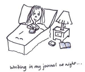 Writing in my journal at night